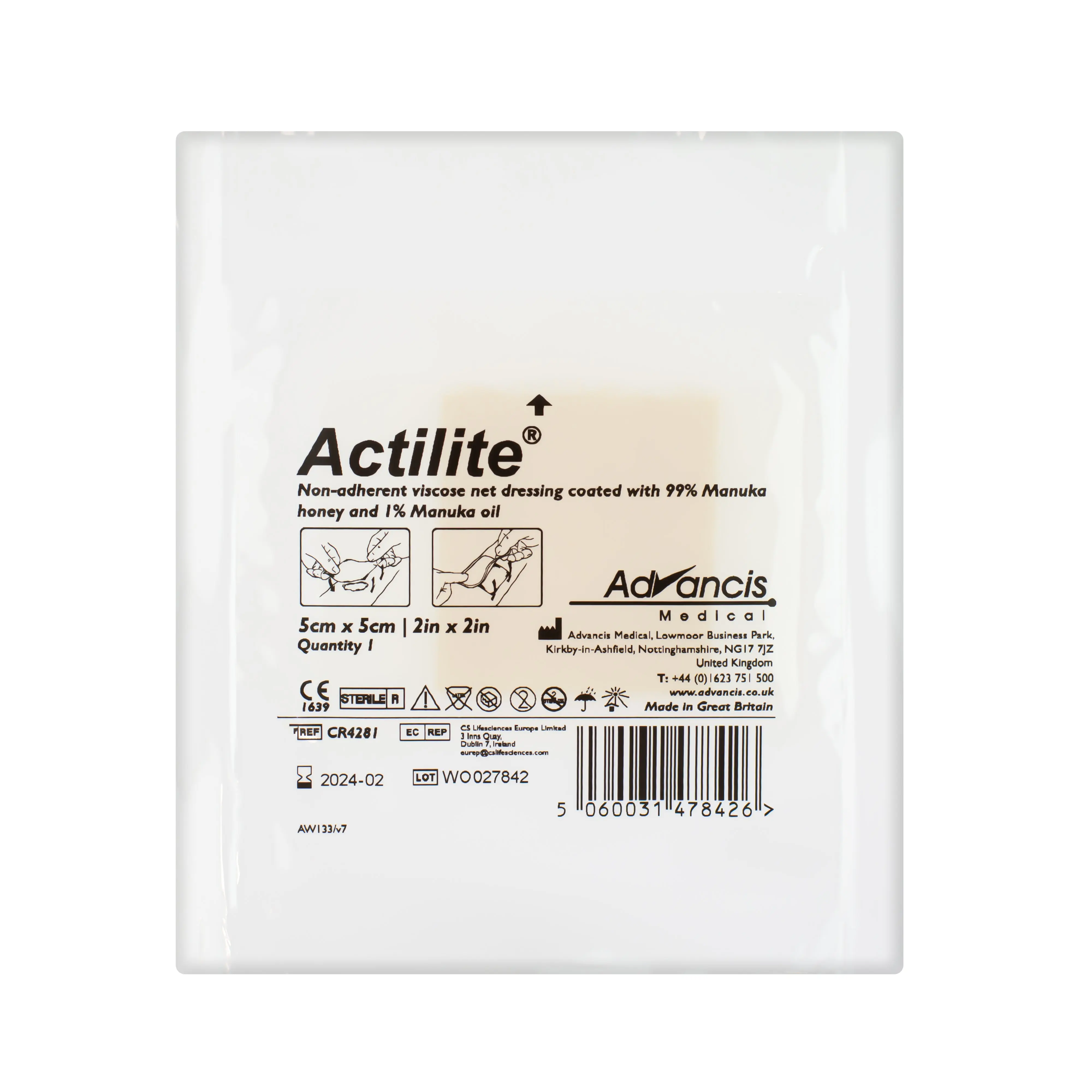 Actilite Non-Adherent Viscose Net Dressing With Honey (Multiple Sizes) (x1 or 10) - Image 5