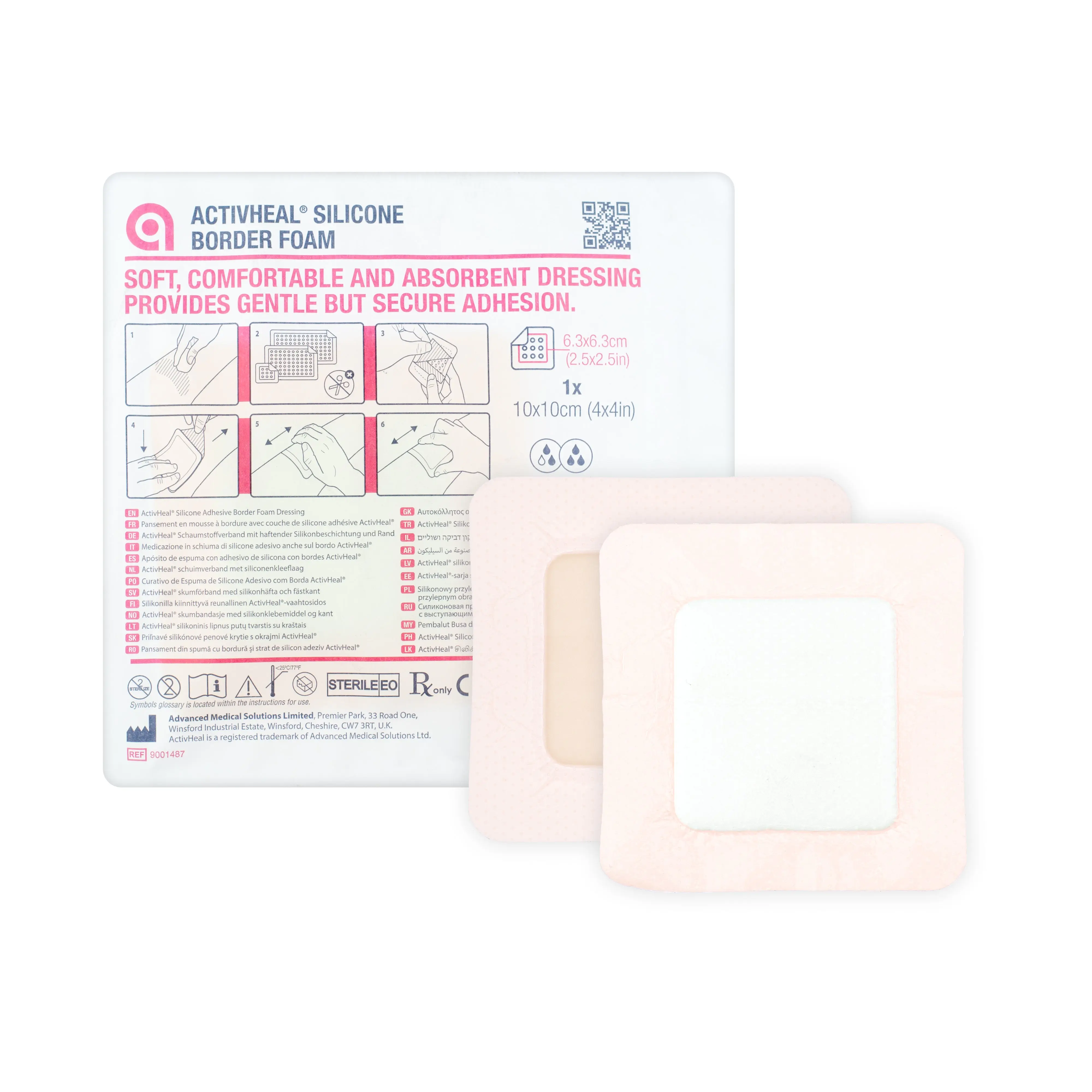 ActivHeal Silicone Foam Border Dressing - Bacterial Barrier (Multiple Sizes) (x1 or 10)