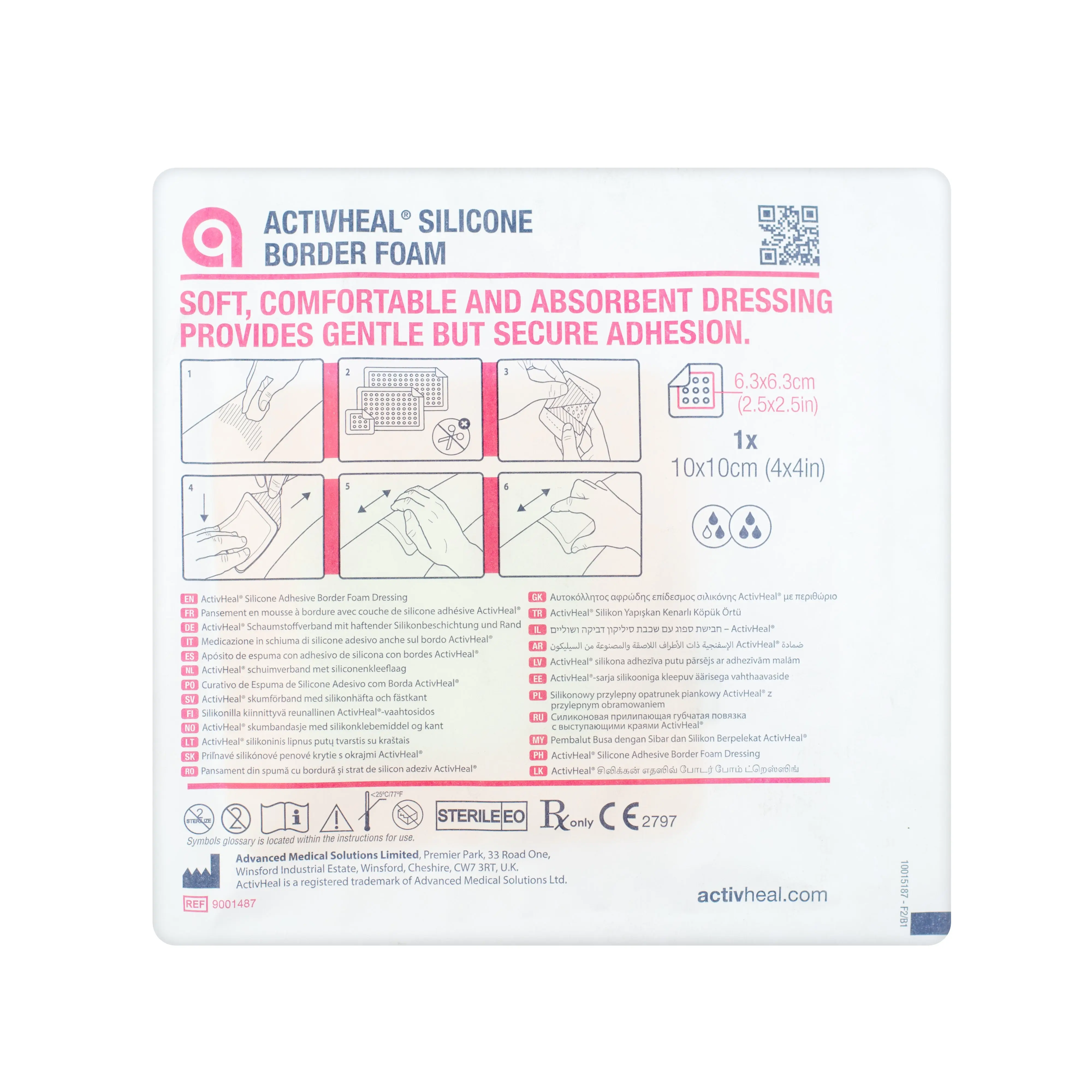 ActivHeal Silicone Foam Border Dressing - Bacterial Barrier (Multiple Sizes) (x1 or 10) - Image 4