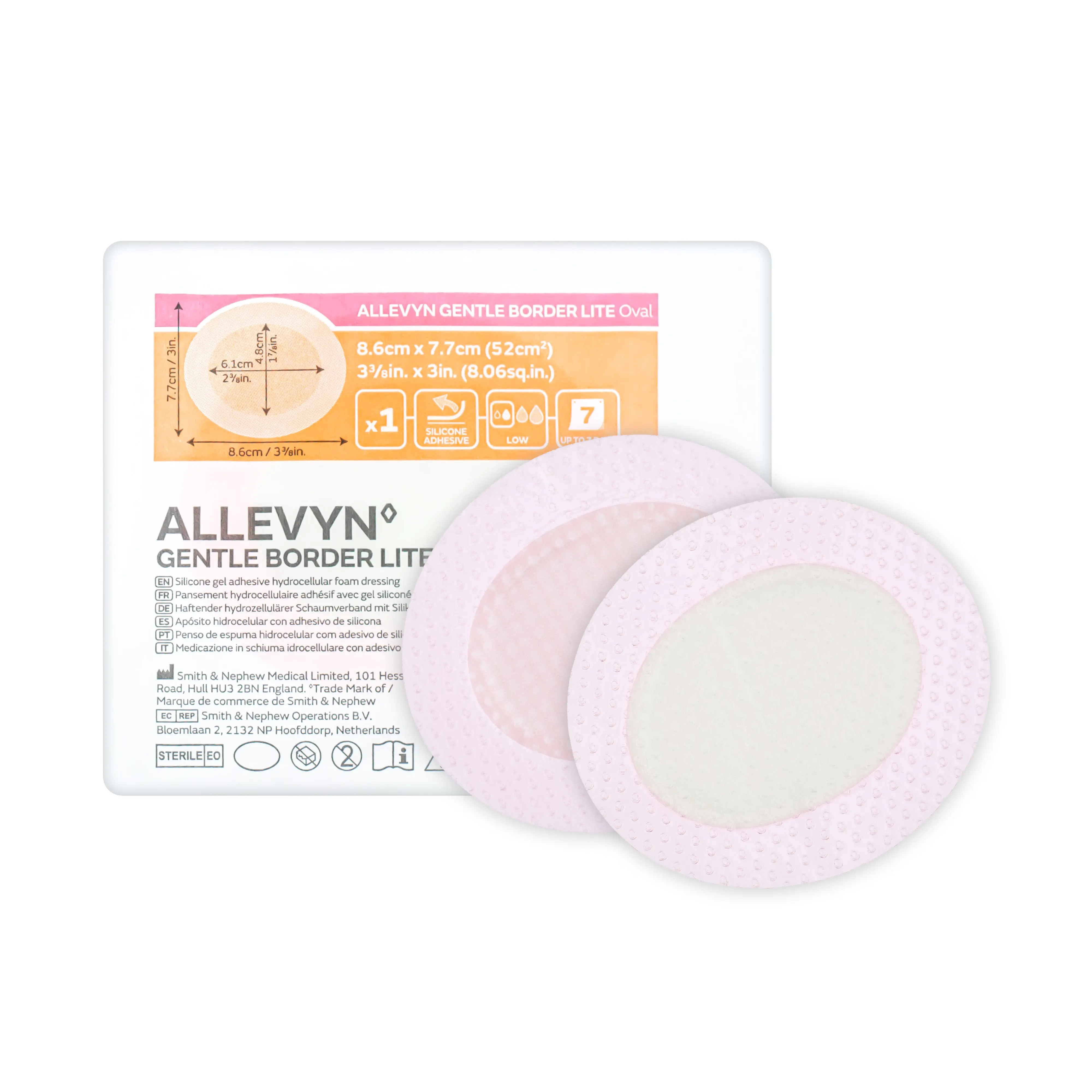 Allevyn Gentle Border Lite Dressing - Silicone Adhesive (Oval) (Multiple Sizes) (x1 or 10)