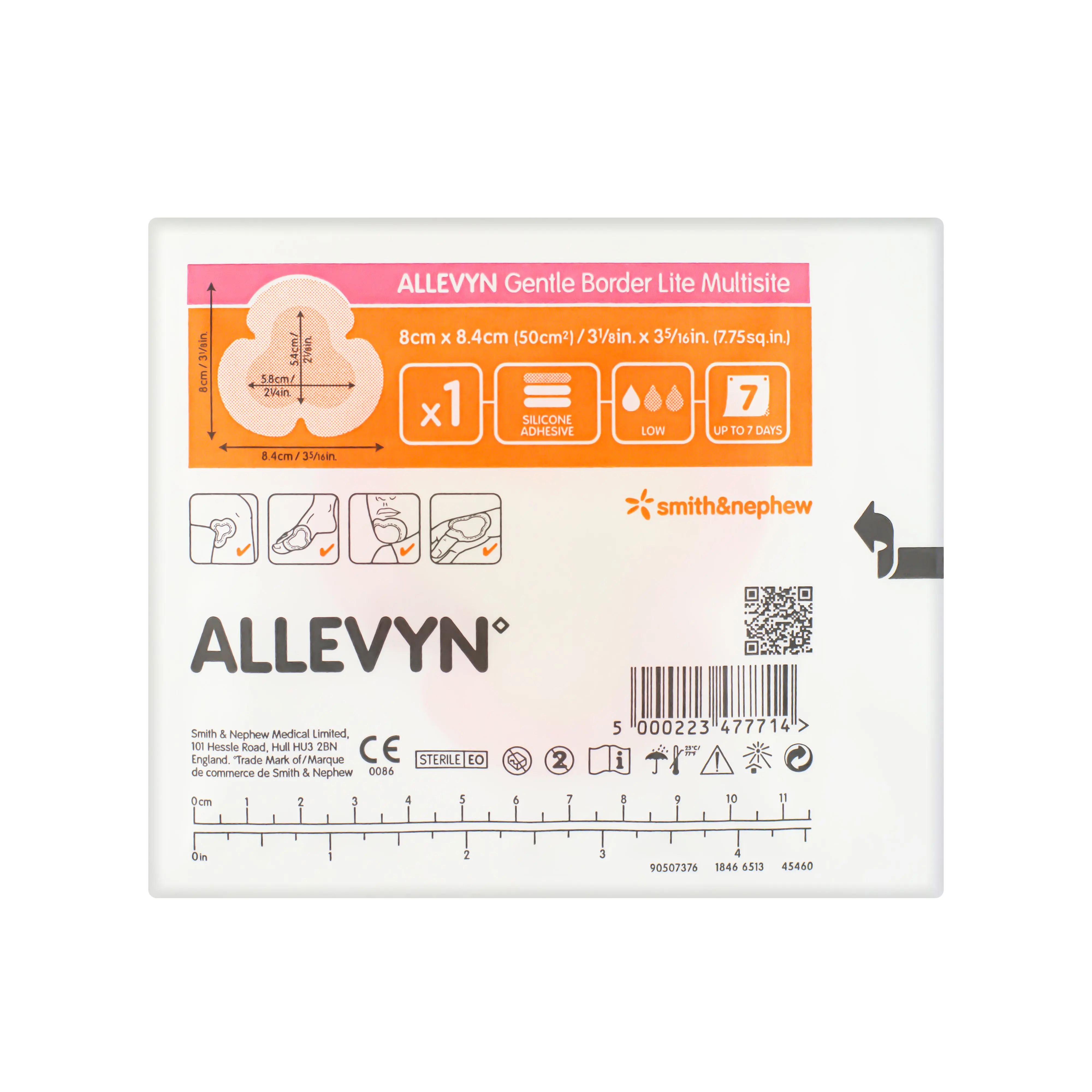 Allevyn Gentle Border Lite Dressing - Silicone Adhesive (Multisite) (8cm x 8.4cm) (x1 or 10) - Image 6