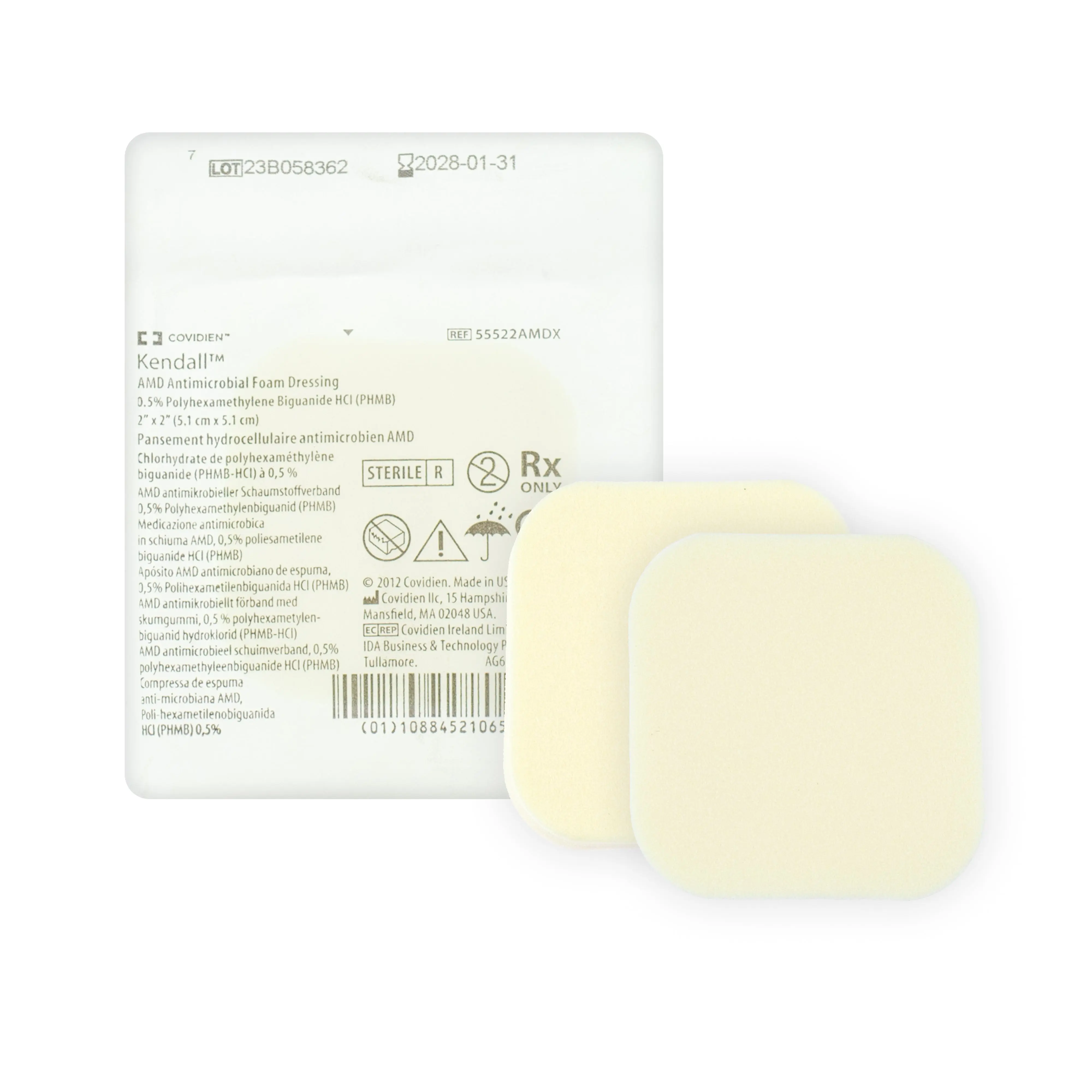 Kendall AMD Antimicrobial Foam Dressing - Bacteria-Killing Polymer Dressing (Multiple Sizes) (x1, 10 or 25)