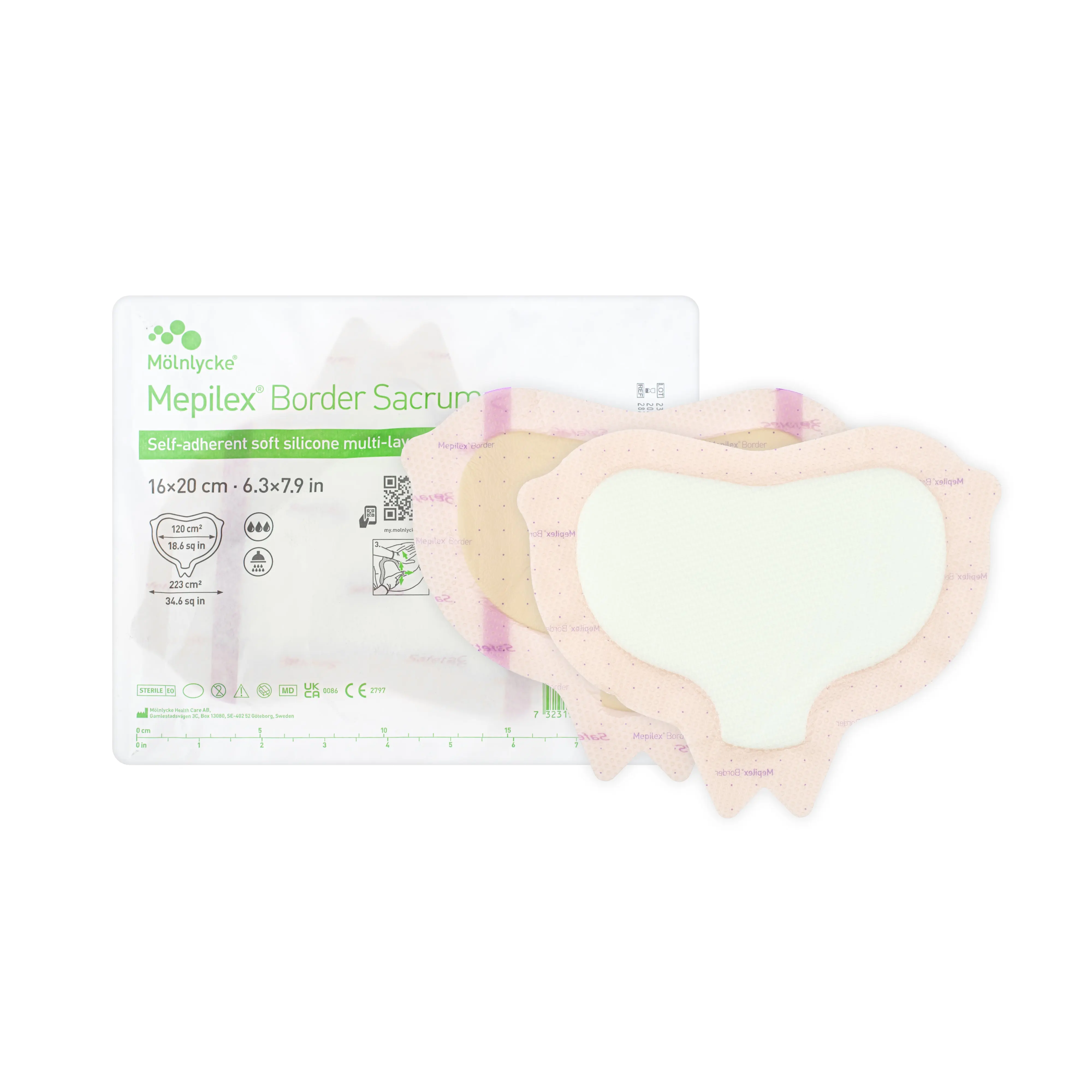 Mepilex Border Dressing (Sacrum) - Self Adherent Soft Silicone Foam Dressing (Multiple Sizes) (x1, 5 or 10)