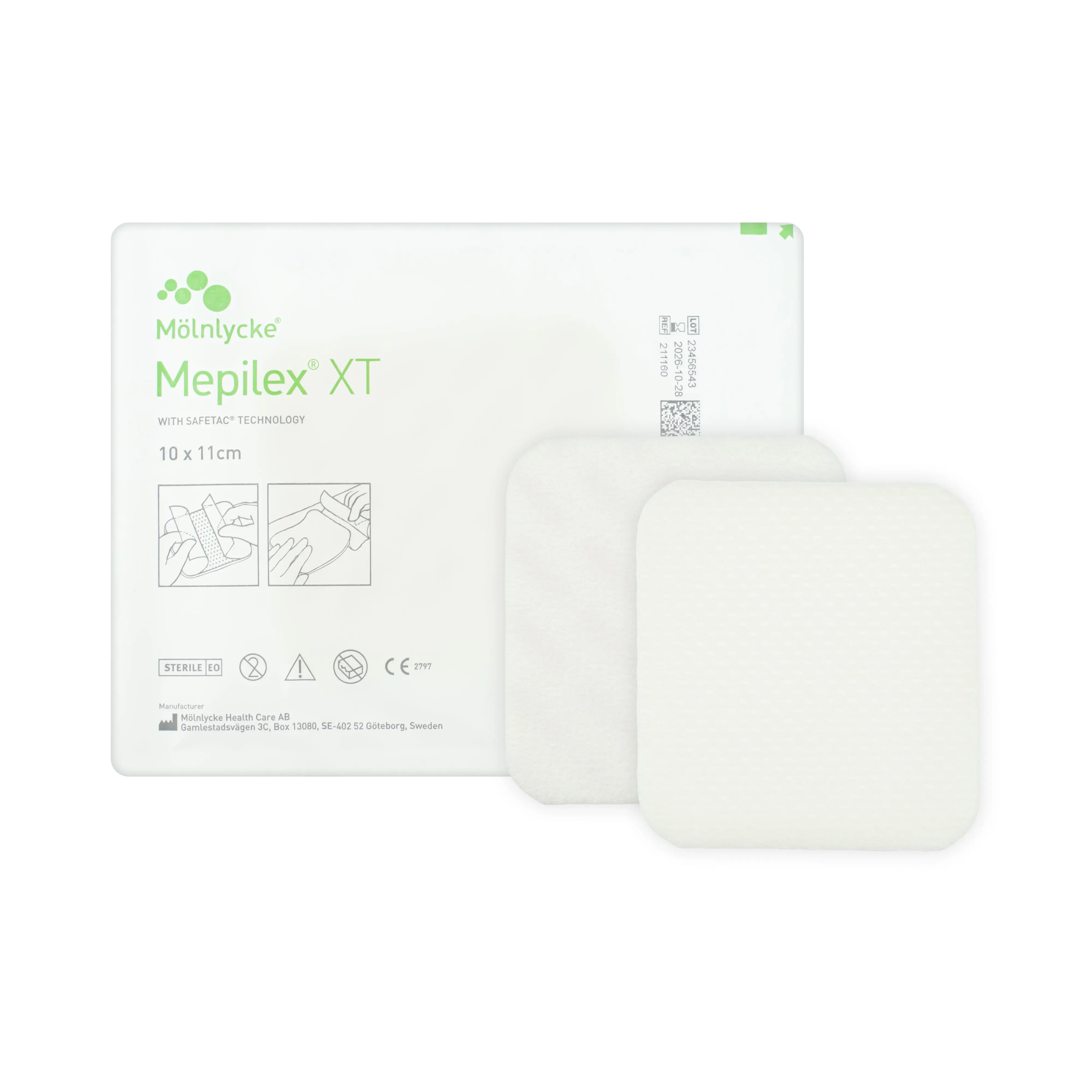 Mepilex XT Dressing - Soft Silicone Foam Dressing (10cm x 11cm) (x1 or 5)