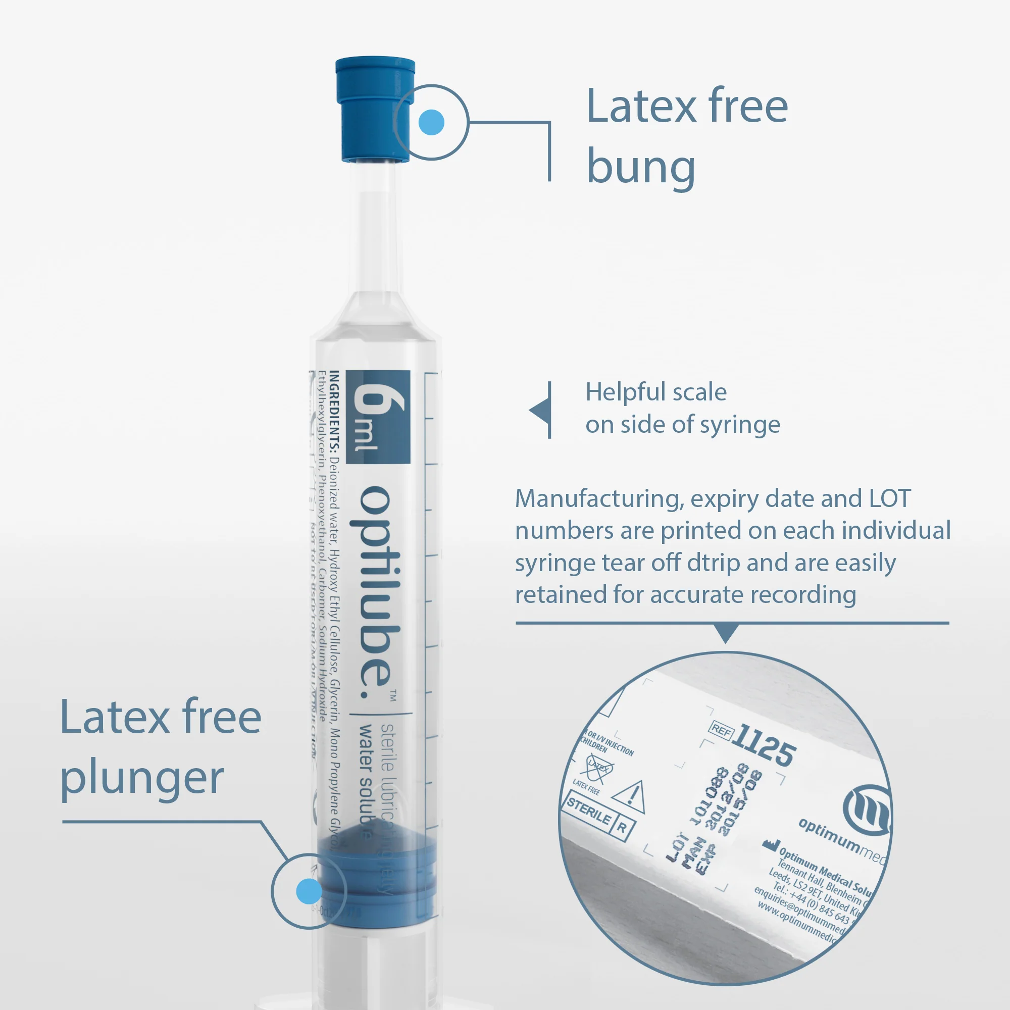 OptiLube Sterile Lubricant Jelly Syringe (6ml or 11ml) (x1) - Image 4