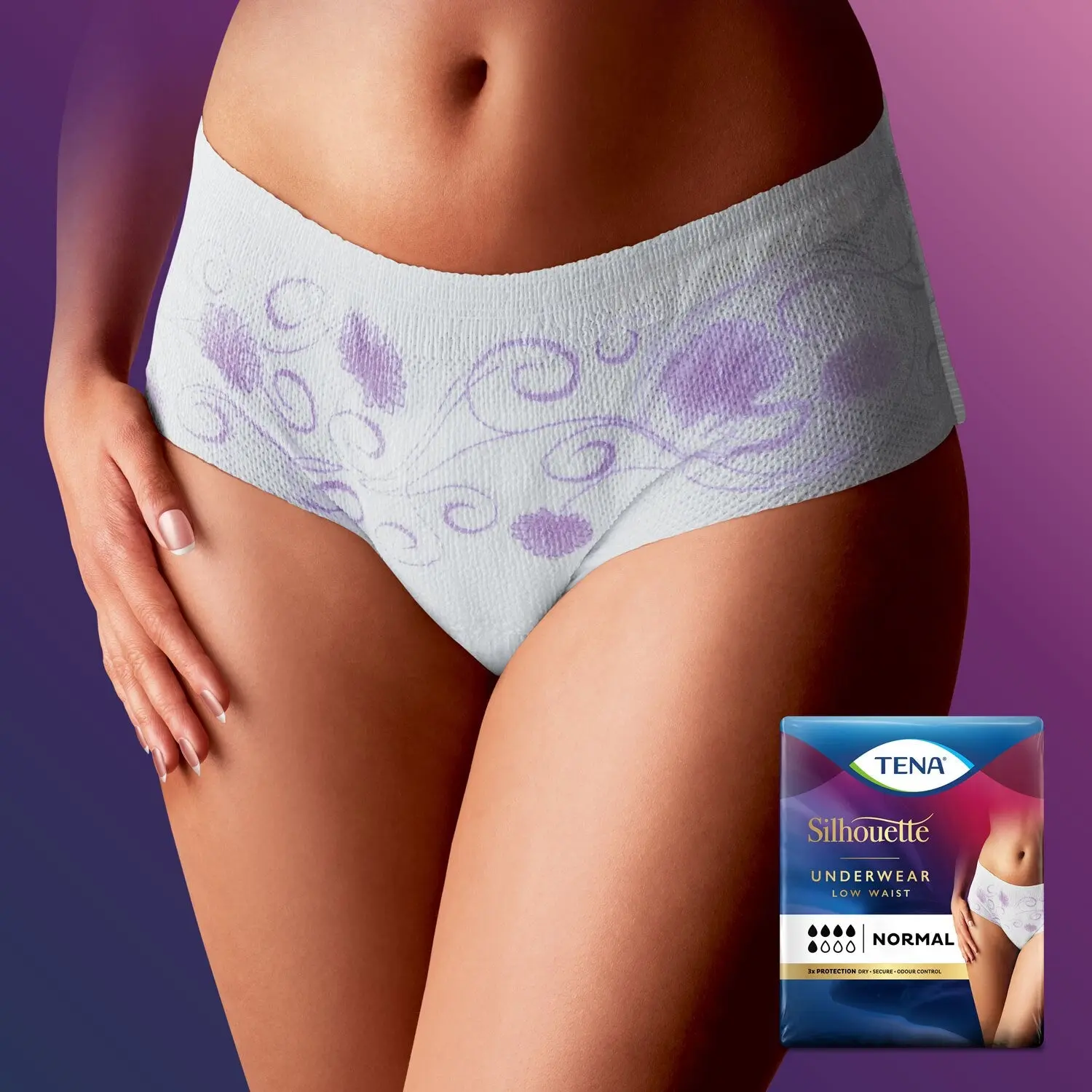 Tena Silhouette Low Waist Incontinence Underwear (White) (x6) - Image 4